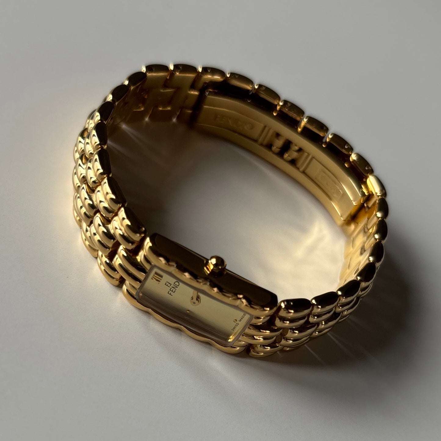 Fendi 1990s Gold Dial Gold Plated Watch