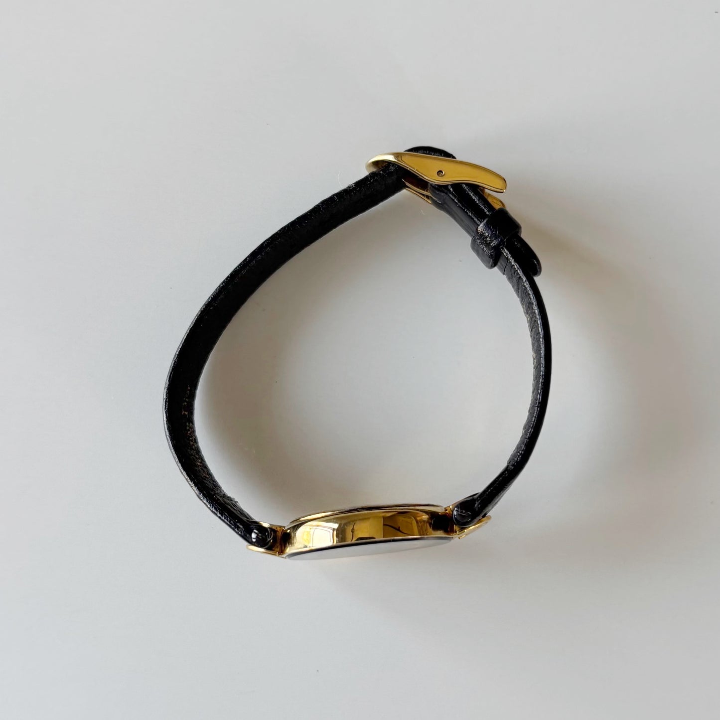 Dior 1990s Black Round Dial Gold Plated Watch