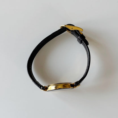 Dior 1990s Black Round Dial Gold Plated Watch