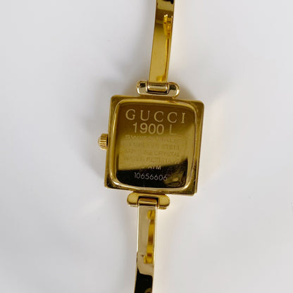 Gucci 1990s Square Gold Plated Bangle Watch