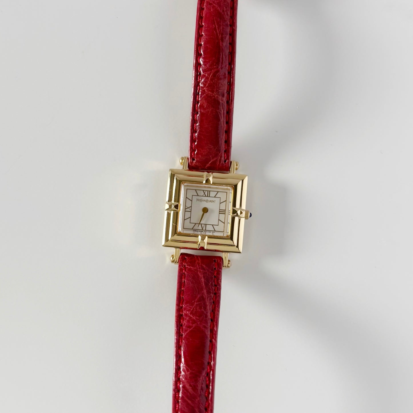 Yves Saint Laurent 1990s Square Dial Gold Plated Watch