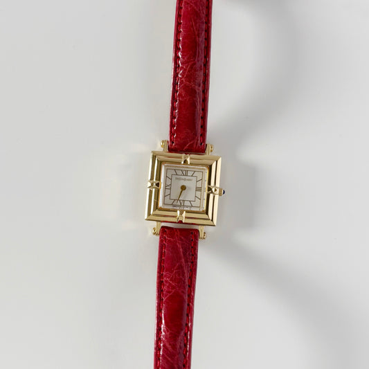 Yves Saint Laurent 1990s Square Dial Gold Plated Watch