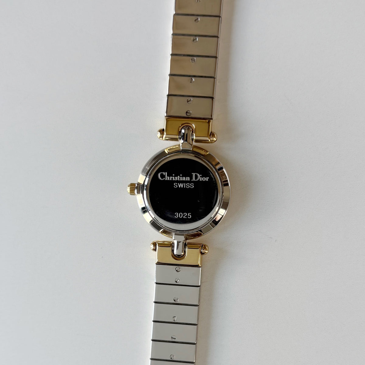 Dior 1990s Round Dial Gold Plated Two Tone Watch