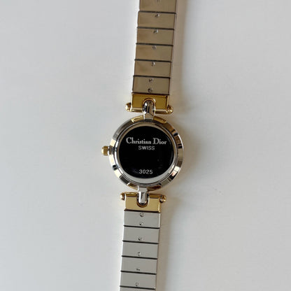 Dior 1990s Round Dial Gold Plated Two Tone Watch