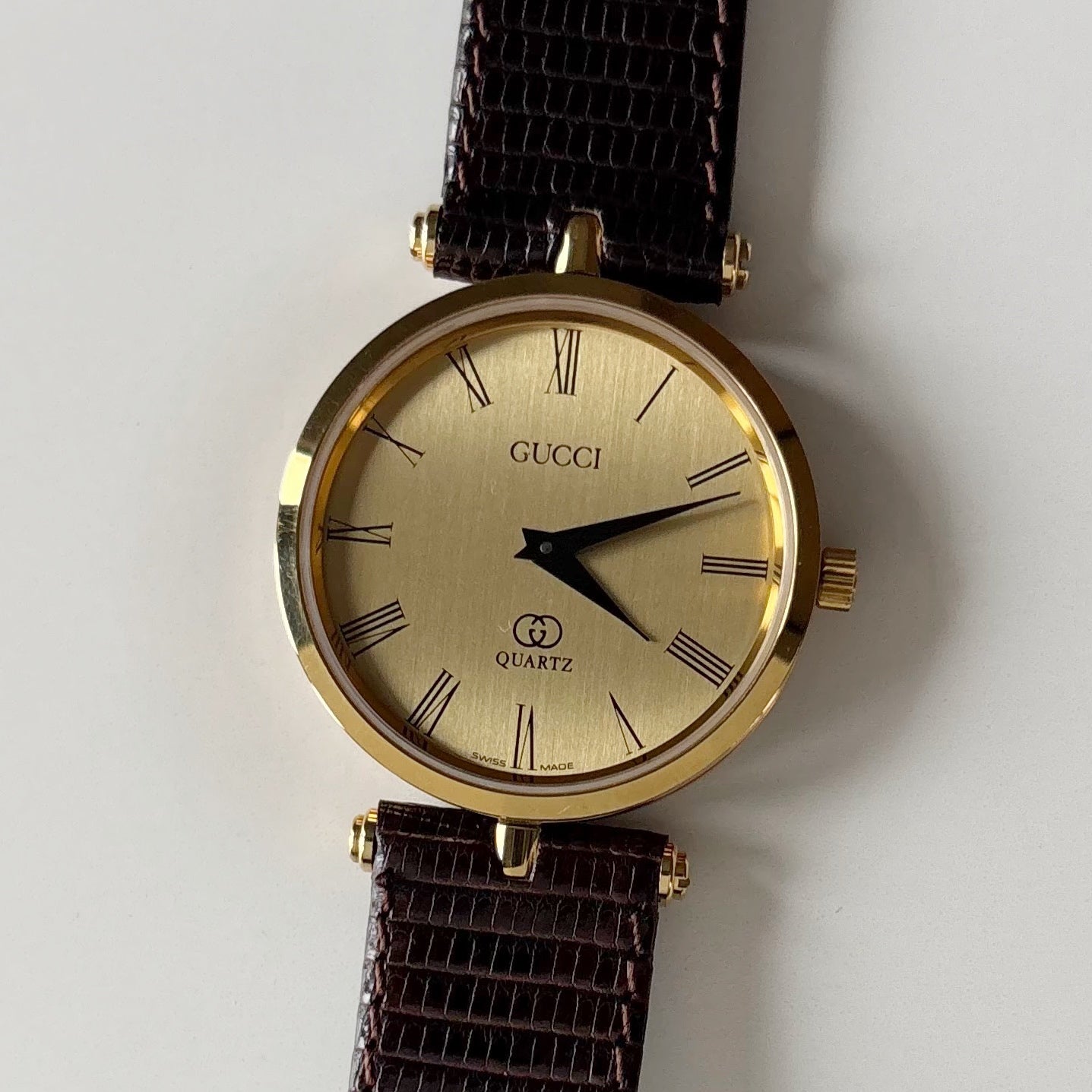 Gucci 1980s Sherry Round Dial Gold Plated Watch (Large)