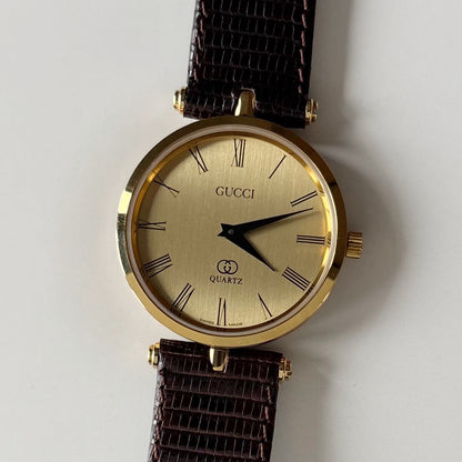 Gucci 1980s Sherry Round Dial Gold Plated Watch (Large)