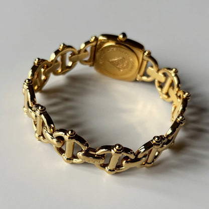 Gucci 1990s Seashell Dial Gold Plated Horsebit Watch