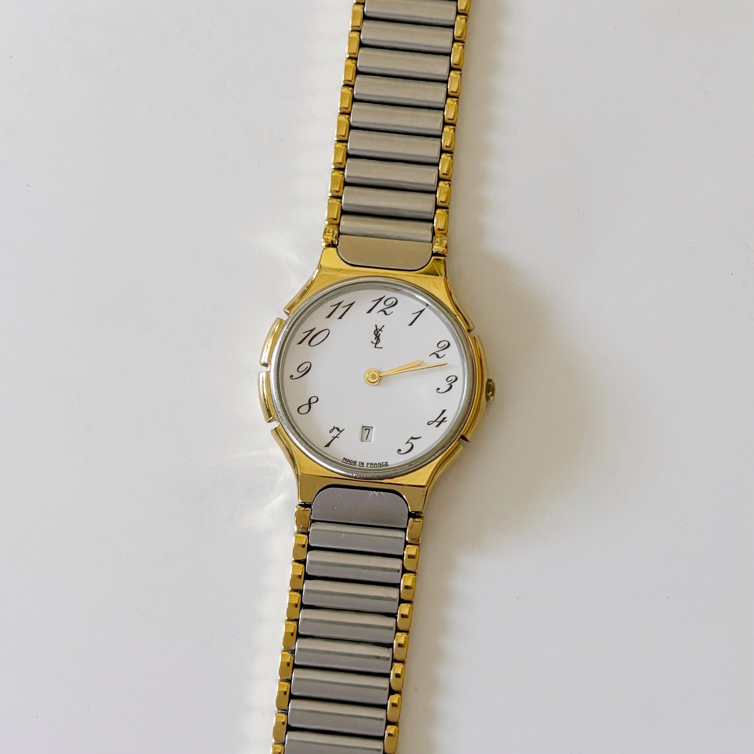 時計 VINTAGE YSL GOLD & SILVER WATCH W/ LOGO VINTAGE YSL GOLD & SILVER WATCH W/ LOGO