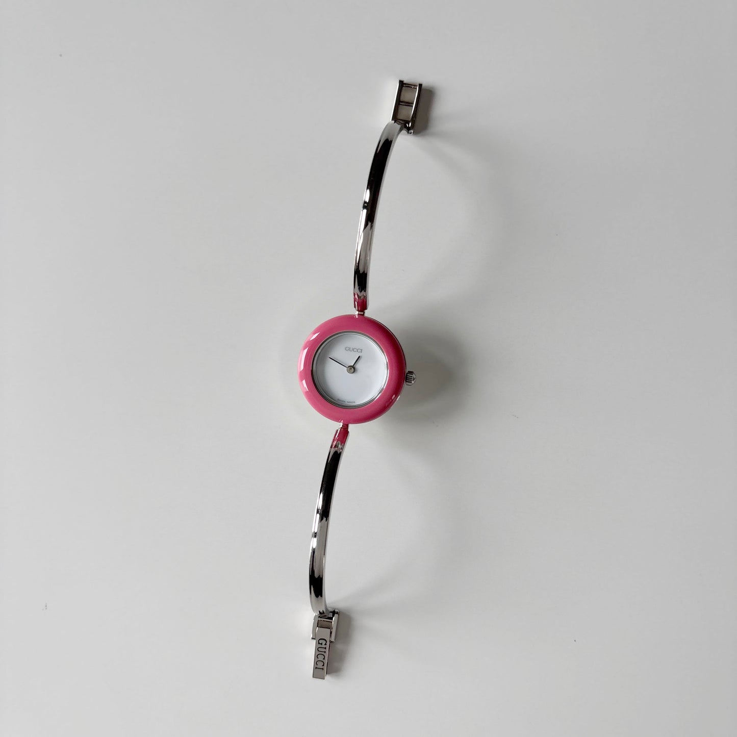 Gucci 1990s Interchangeable Bezel Stainless steel Bangle Watch with case, 12 bezels
