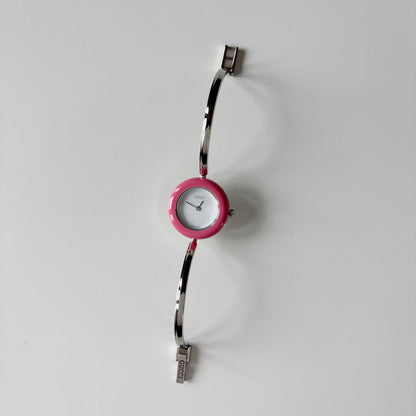 Gucci 1990s Interchangeable Bezel Stainless steel Bangle Watch with case, 12 bezels