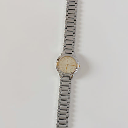Yves Saint Laurent 1990s Round Dial Two-Tone Gold-Plated Watch (Large)