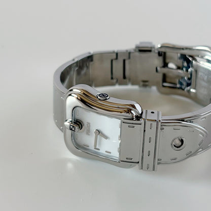 Fendi 1990s Seashell Dial Stainless steel Silver Buckle Watch