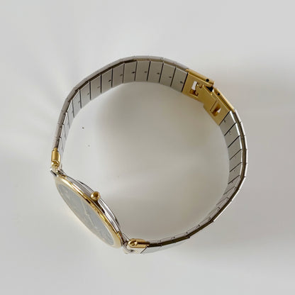 Dior 1990s Navy Dial Gold Plated Two Tone Watch (Large)