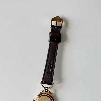 Gucci 1990s Round Dial Horsebit Gold Plated Watch