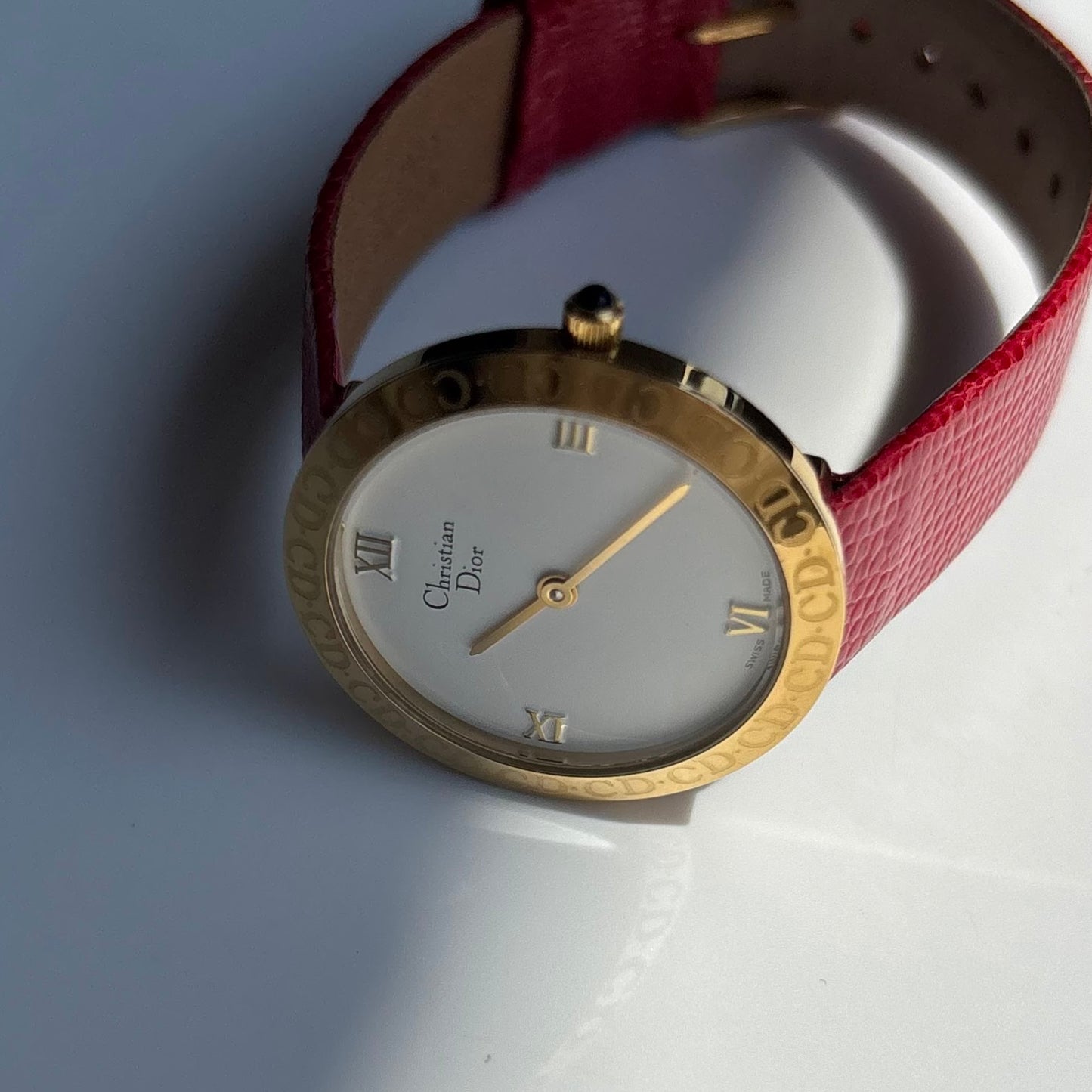 Dior 1990s Round Dial Gold Plated Watch