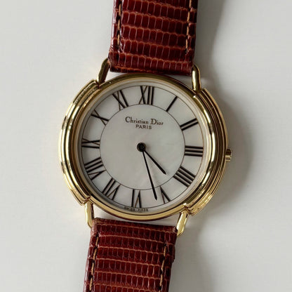 Dior 1990s Seashell Round Dial Gold Plated Watch (Large) (5/31)