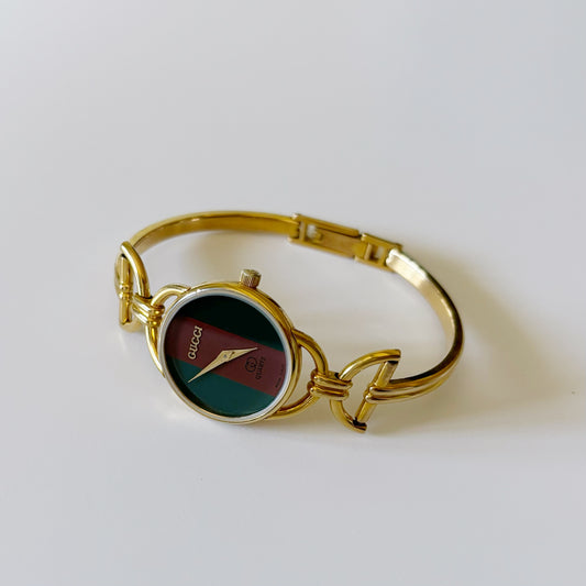 Gucci 1990s Gold Plated Bangle Watch