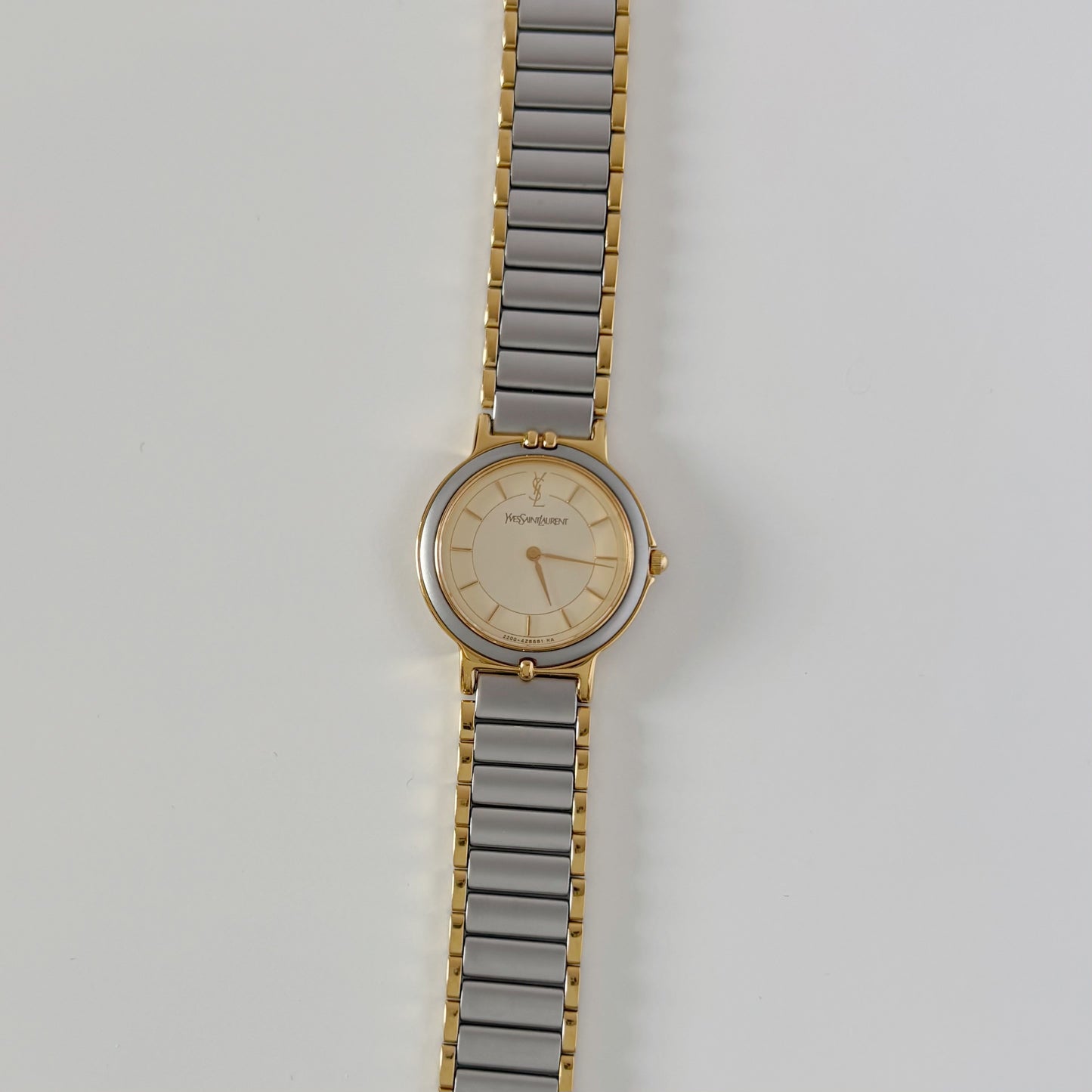 Yves Saint Laurent 1990s Round Dial Two Tone Gold Plated Watch