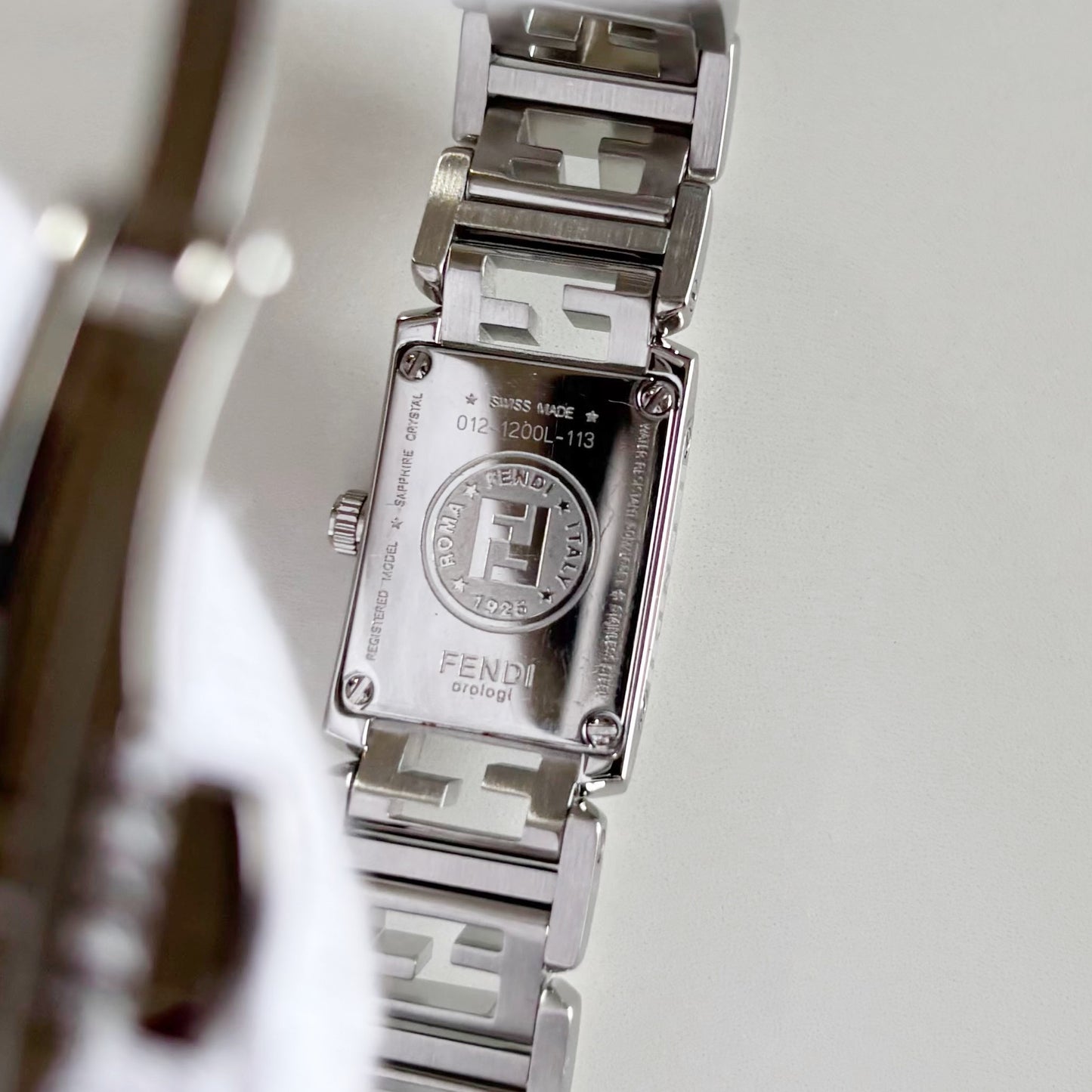 Fendi 1990s Seashell Dial Tank Stainless steel Watch