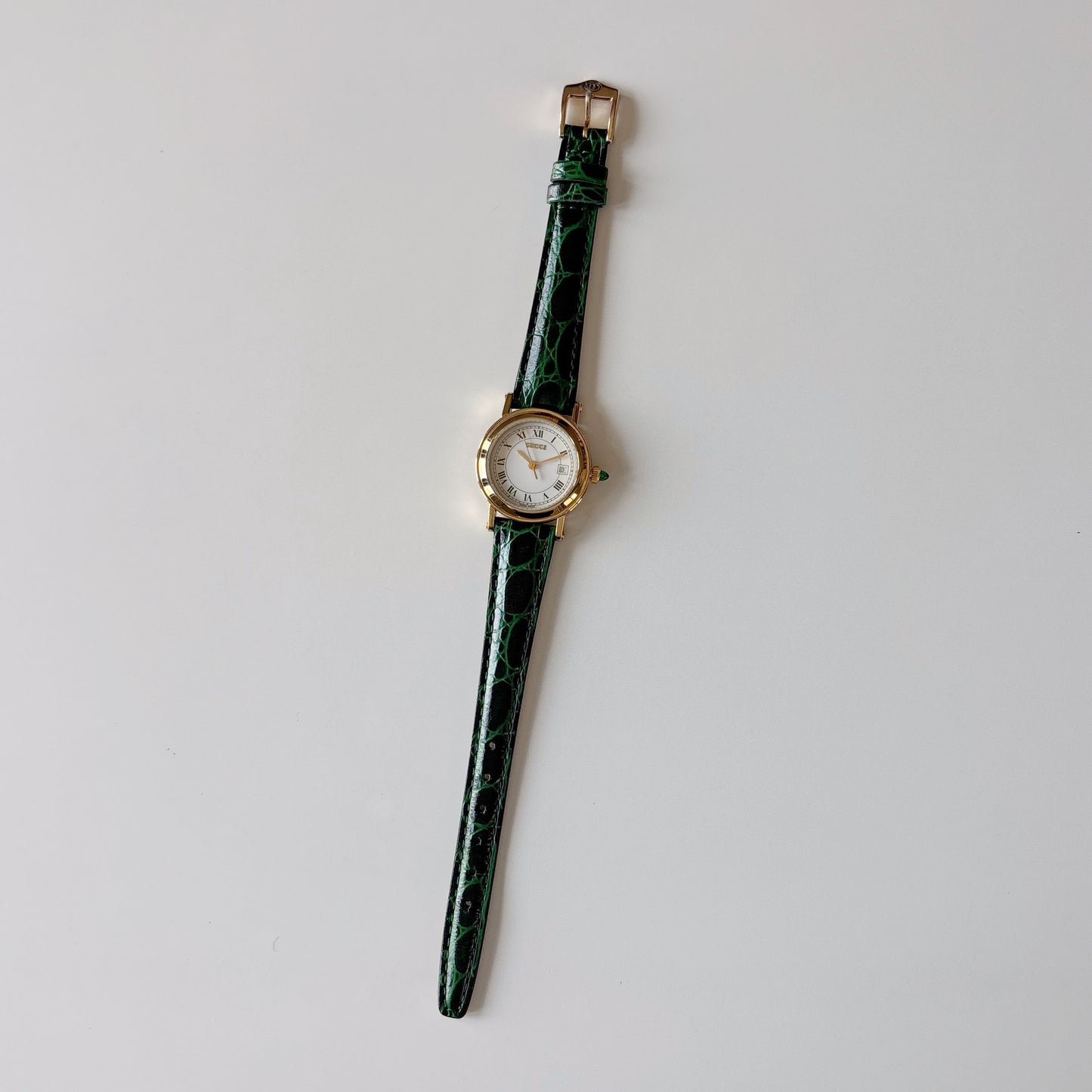 Gucci 1990s Date Round Dial Gold Plated Watch