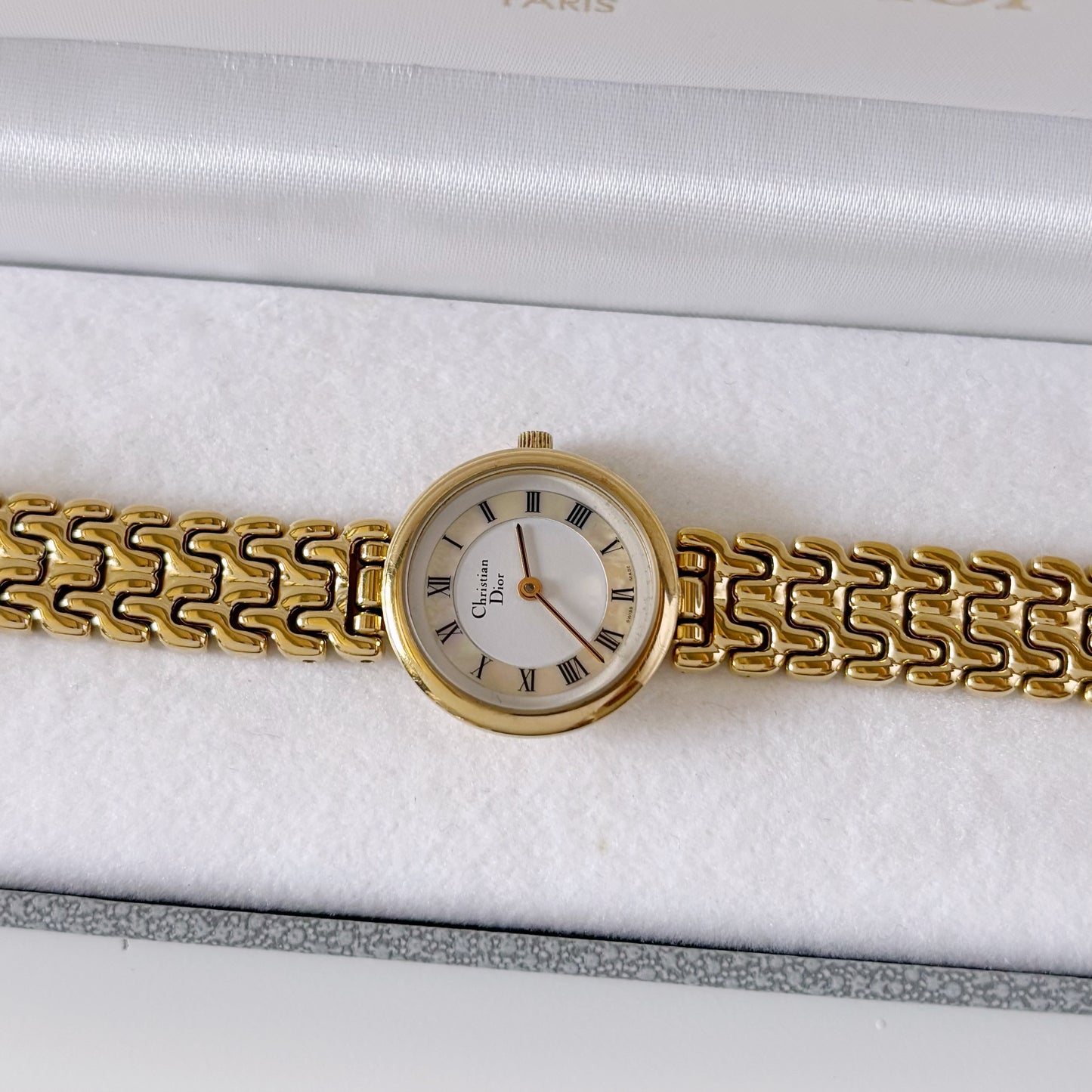 Dior 1990s Seashell Dial Gold Plated Watch