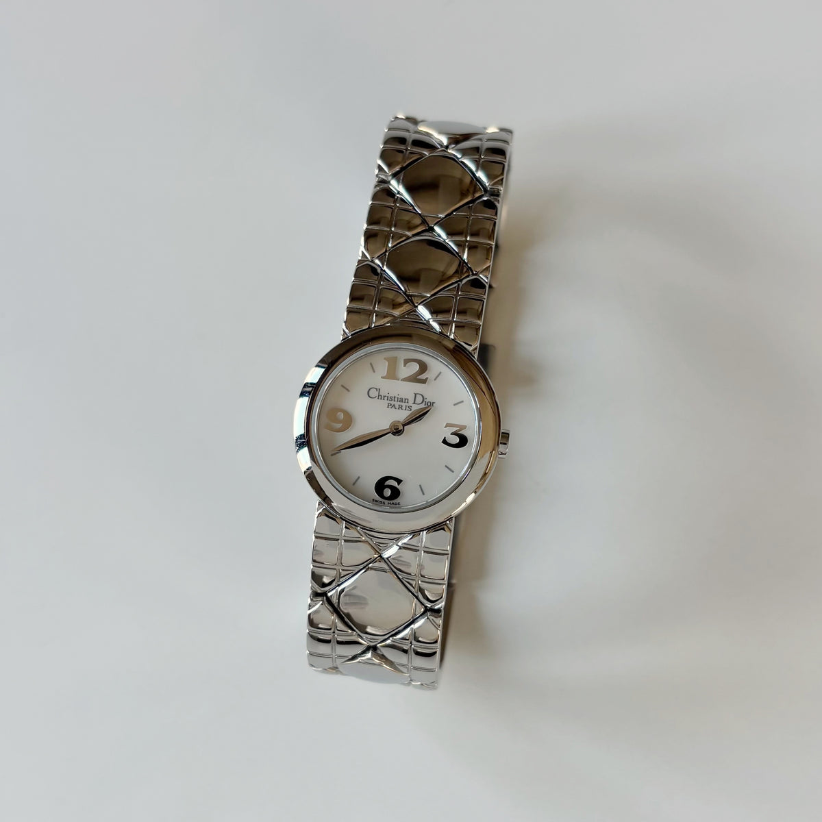 Dior 1990s Seashell Round Dial Stainless Steel Watch