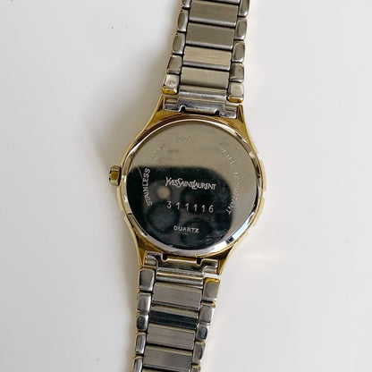 Yves Saint Laurent 1990s Moon Phase Two Tone Watch