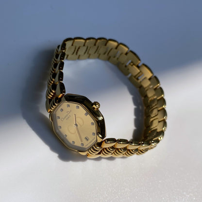 Dior 1990s Octagon Gold Plated Watch