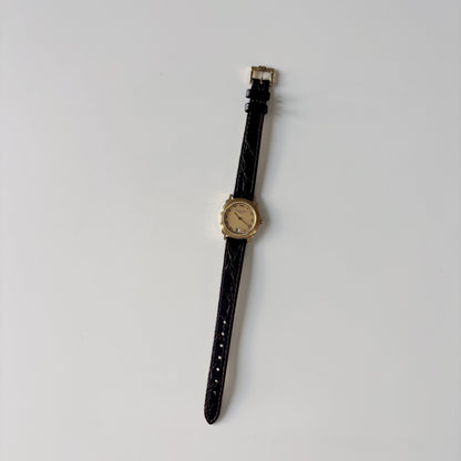 Dior 1990s Date Gold Round Dial Gold Plated Watch