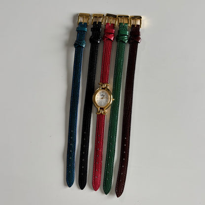 Fendi 1990s Interchangeable Strap Gold Plated Watch with 5 straps, case