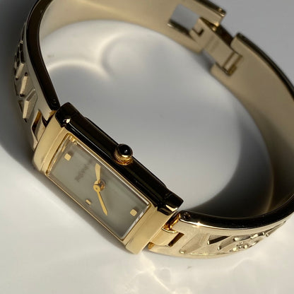 Yves Saint Laurent 1990s Seashell Dial Gold Plated Bangle Watch