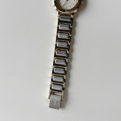 Yves Saint Laurent 1990s Round Dial Two Tone Watch
