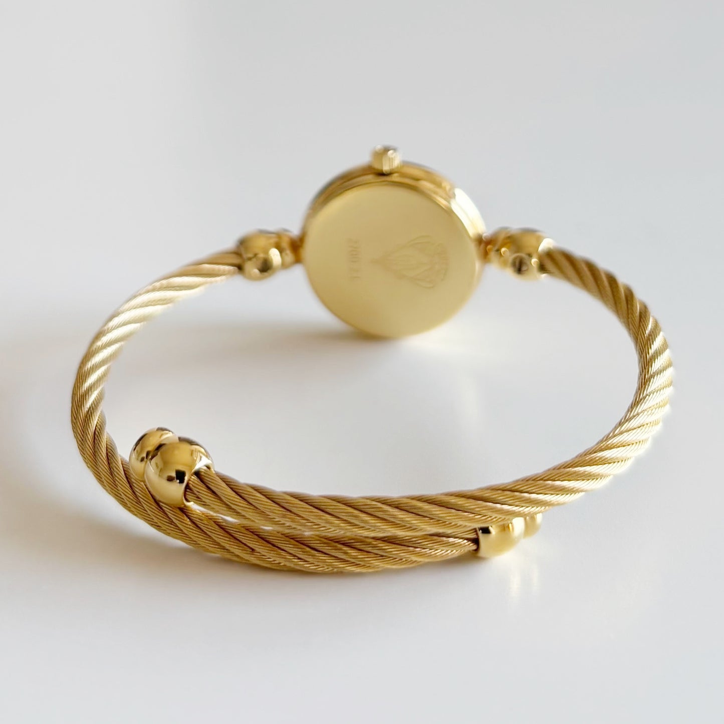Gucci 1990s Black Dial Gold Plated Cable Bangle Watch