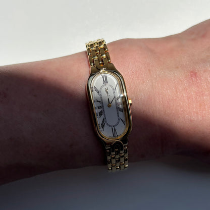 Yves Saint Laurent 1990s Oval Dial Gold Plated Watch