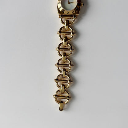 Gucci 1990s Seashell Dial Horsebit Gold Plated Watch