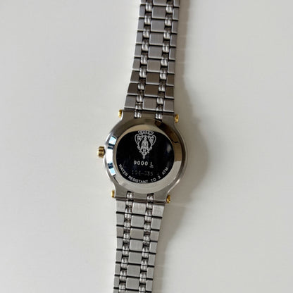 Gucci 1980s Date Round Dial Two Tone Gold Plated Watch