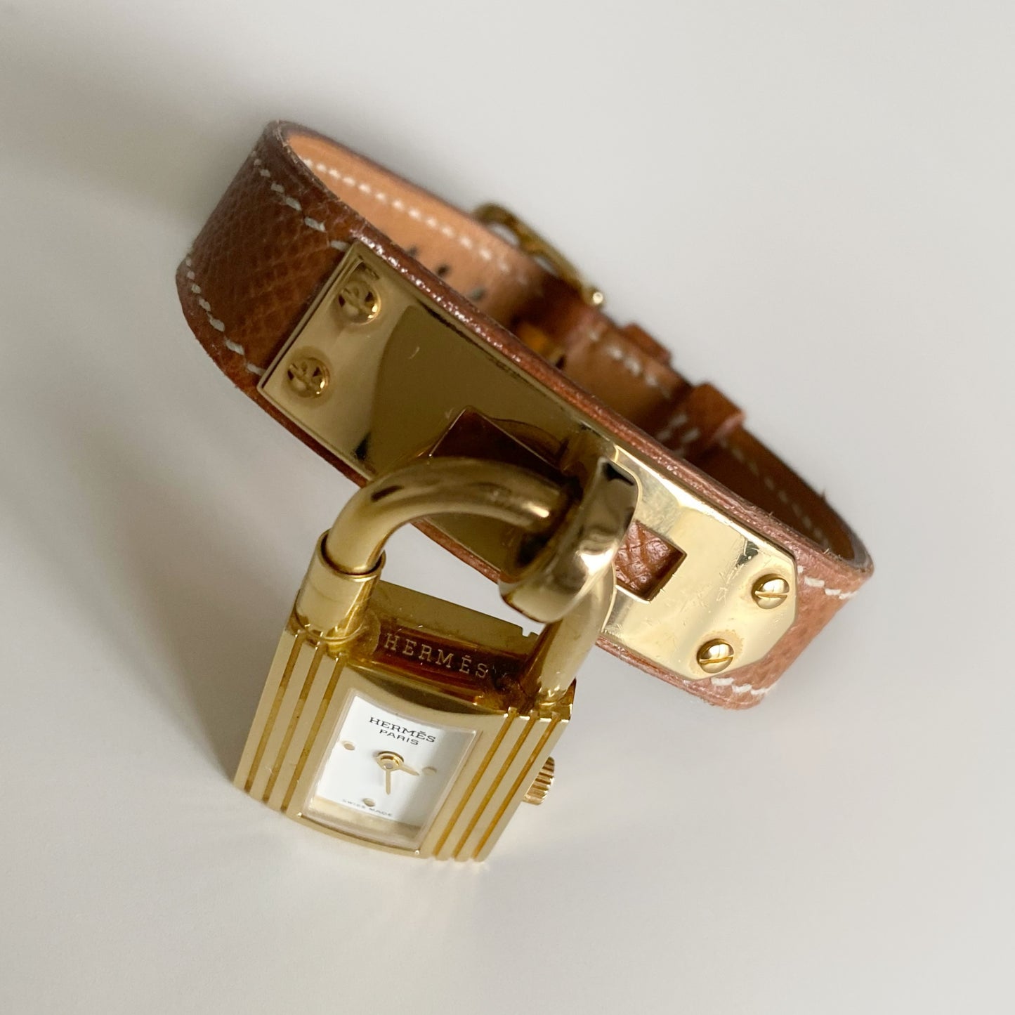 Hermes 1990s Kelly Gold Plated Watch