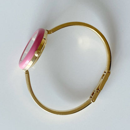 Gucci 1990s Interchangeable Bezel Gold Plated Bangle Watch with 12 bezels, case (Small)