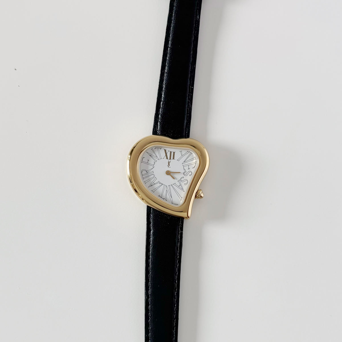 Yves Saint Laurent 1990s Heart Shaped Dial Gold Plated Watch