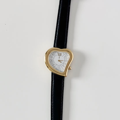 Yves Saint Laurent 1990s Heart Shaped Dial Gold Plated Watch