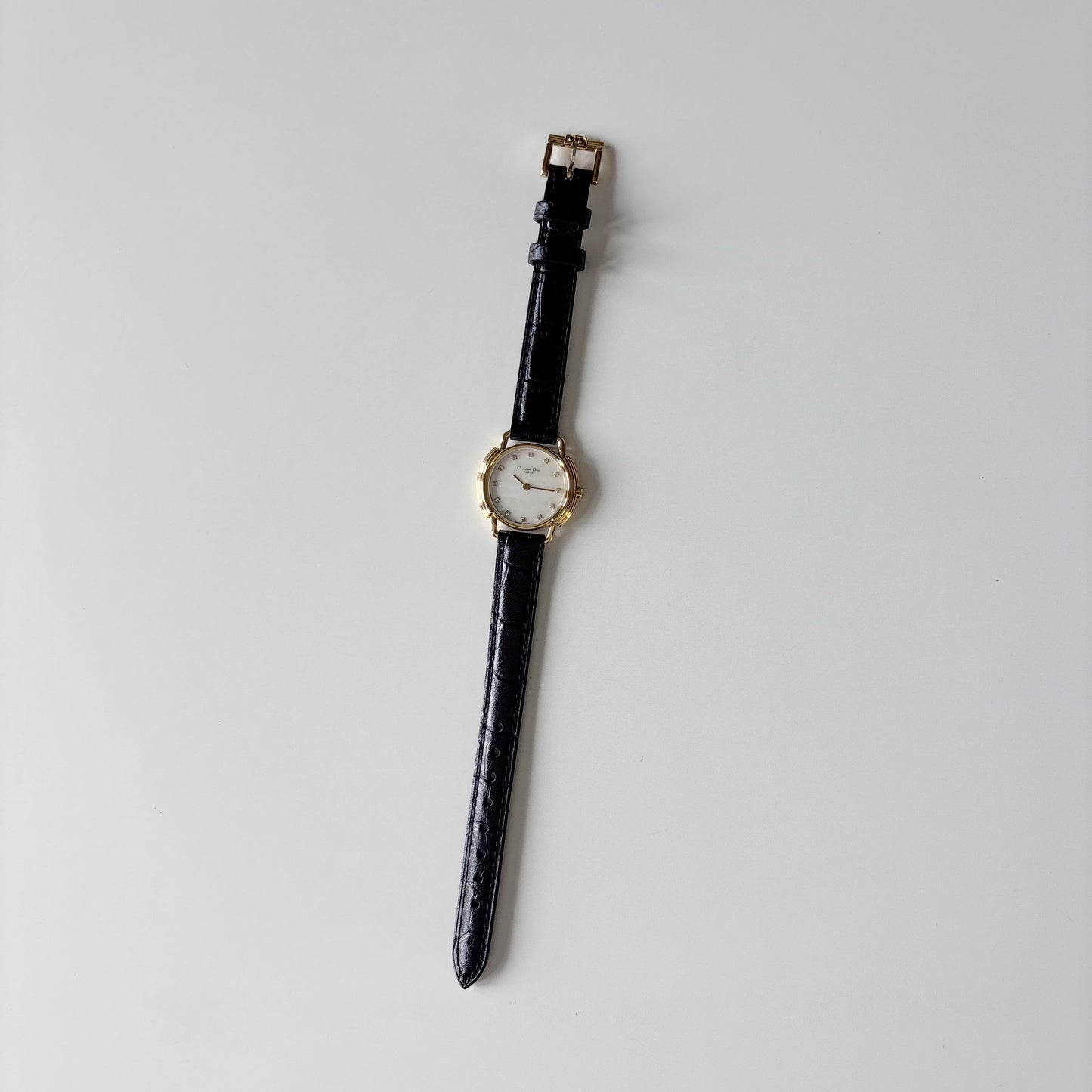 Dior 1990s Seashell Round Dial Gold Plated Watch
