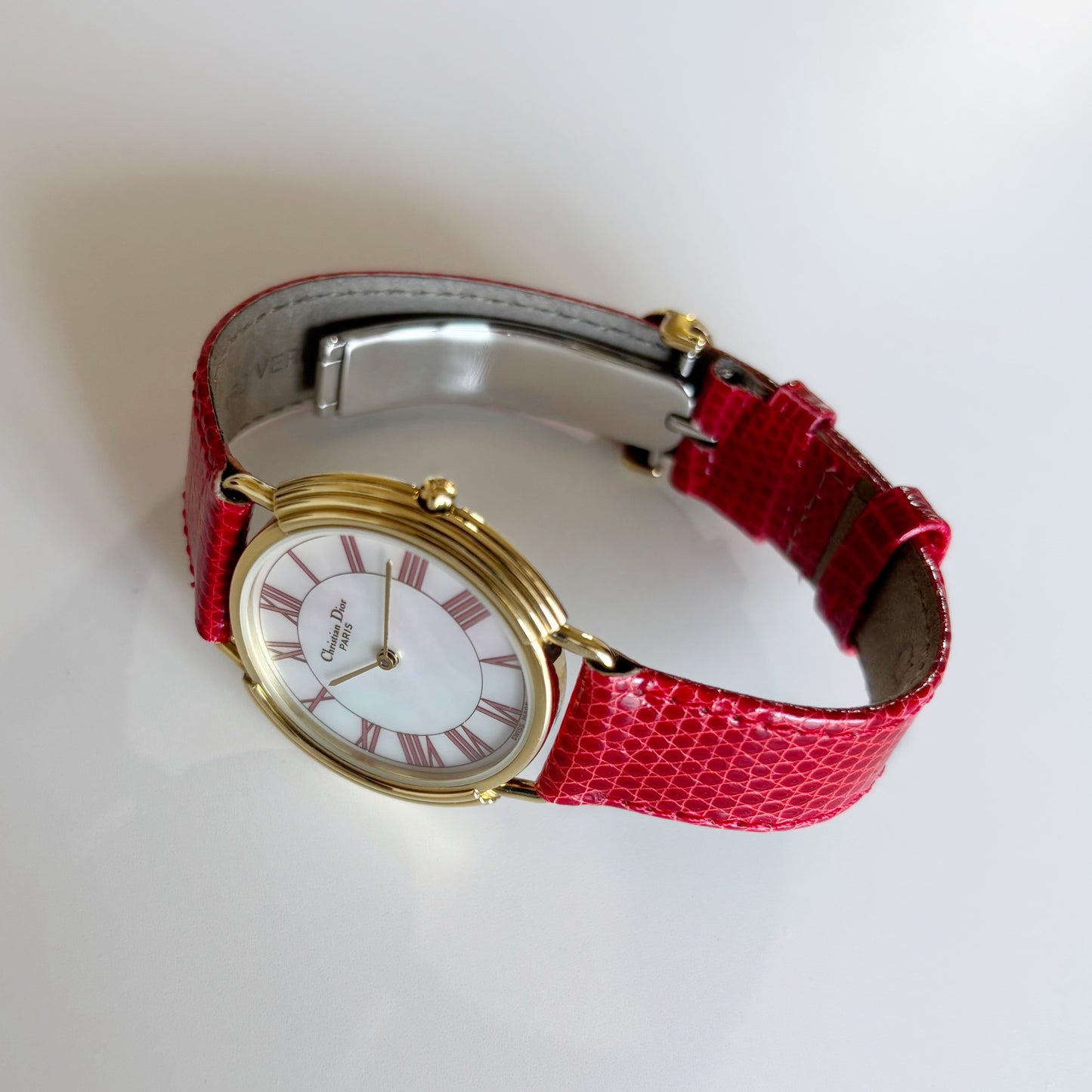 Dior 1990s Seashell Dial Round Gold Plated Watch (Large)