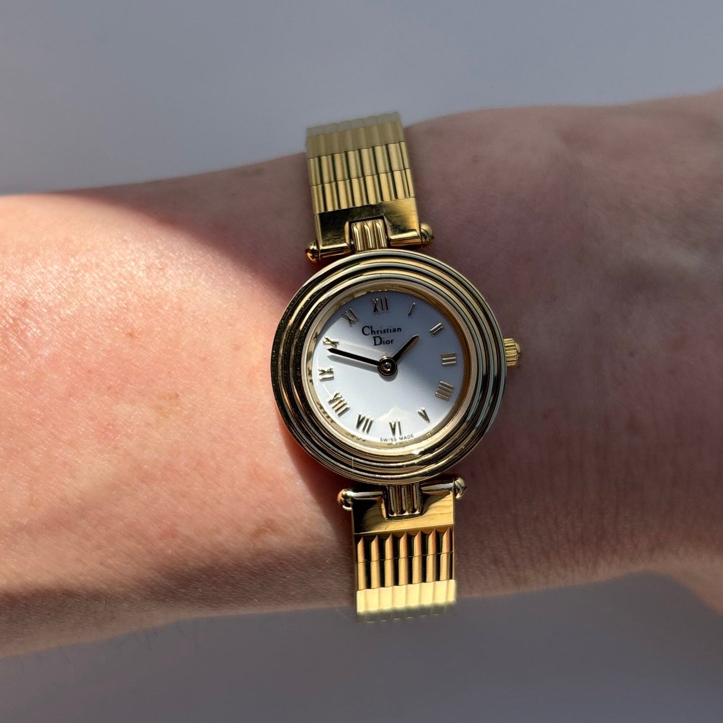 Dior 1990s Round Dial Gold Plated Watch