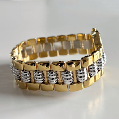 Dior 1990s Octagon Date Two Tone Gold Plated Watch (Large)