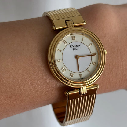 Dior 1990s Gold Plated Round Watch