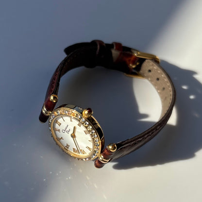 Dior 1990s Seashell Dial Gold Plated Watch
