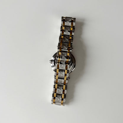 Fendi 1990s Black Round Dial Two Tone Watch
