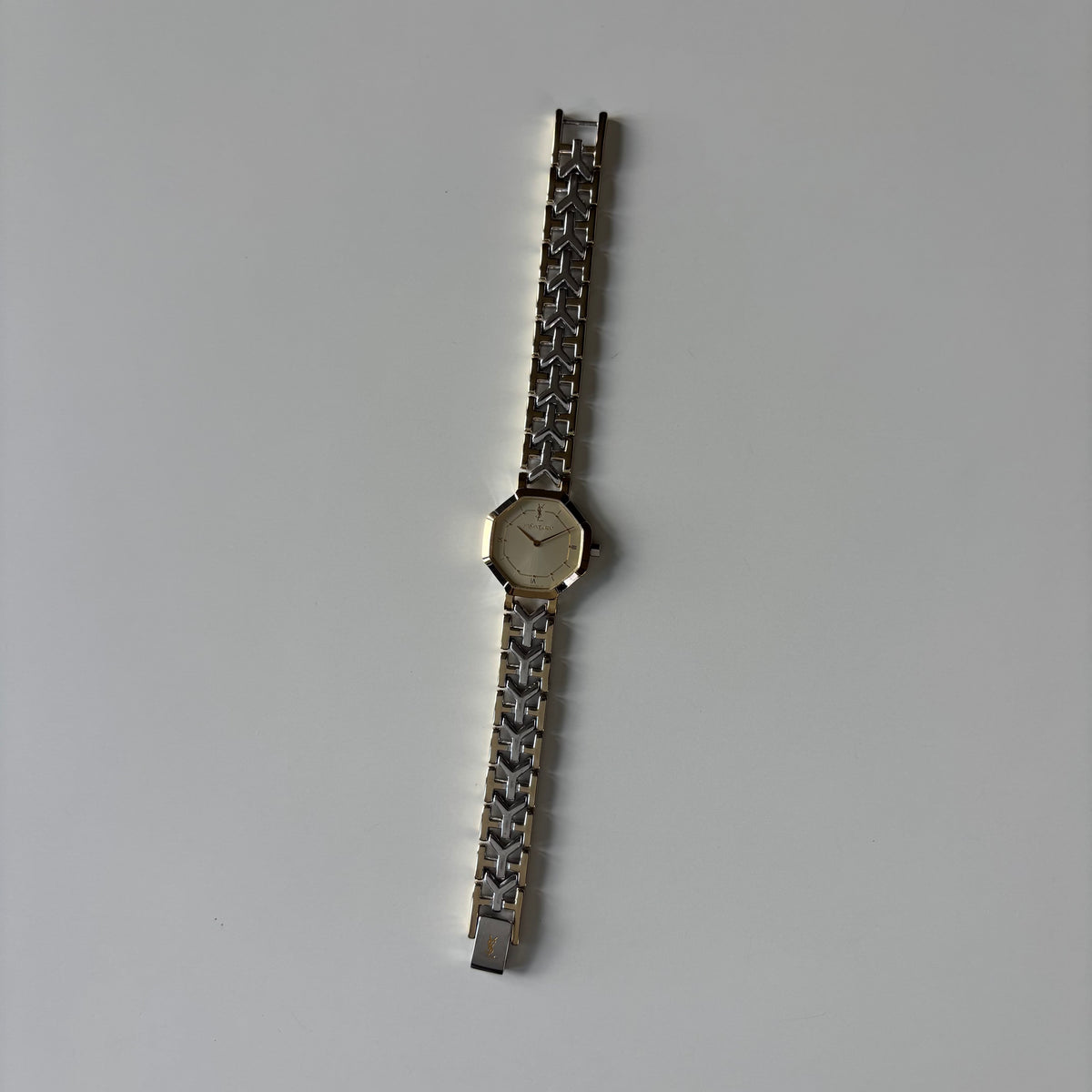Yves Saint Laurent 1990s Octagon Dial Two-Tone Gold-Plated Watch