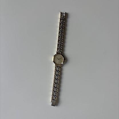 Yves Saint Laurent 1990s Octagon Dial Two-Tone Gold-Plated Watch