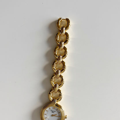Dior 1990s Round Dial Gold Plated Watch